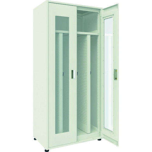 【送料別途】【直送品】TRUSCO M3型ユニット中量棚 両開きアクリル扉・背・側パネル付 H2100XW900 パンチングパネル3枚付 単体 M3-U7364P3-SGA