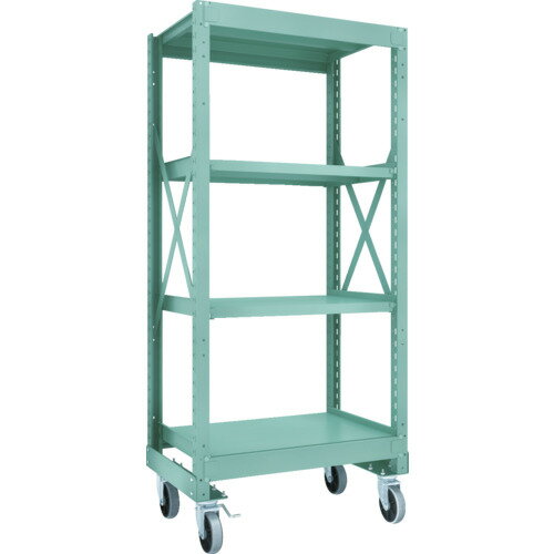 【送料別途】【直送品】TRUSCO R3型ボルト式中量棚W900XD600XH2000 4段 Φ150 ウレタンキャスター付 R3-..