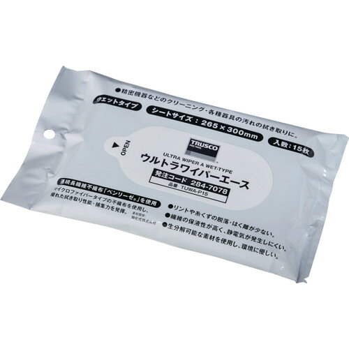 TRUSCO ウルトラワイパーエース ウエットタイプ パウチ15枚入 TUWA-P15
