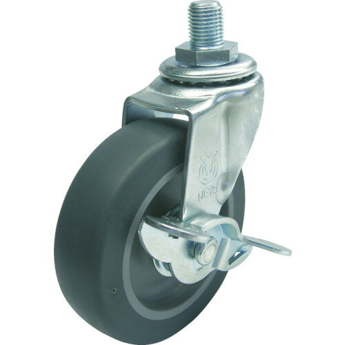 ユーエイ ねじ込み式 自在 キャスター エラストマー 車輪径65mm ストッパー付き Lタイプ LT-S型 ネジ寸法UNF1/2×14山数20 LT-65ELS-UNF1/2-14