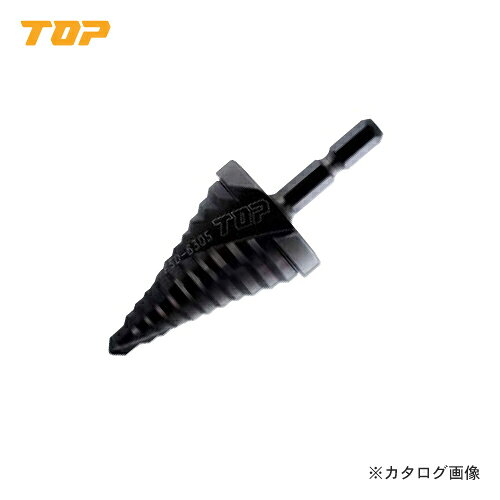 【メーカー】 ●トップ工業（株） 【特長】 ●色々なサイズの穴あけと穴の拡大修正に最適な切削工具です。 ●X型シンニング加工が施されており刃先が逃げません。 ●正確な位置に穴開けが可能です。 ●スパイラル形状により従来品に比べ軽く切れ、耐久性もアップしました。 【用途】 ●被削材:鉄板（2mmまで）、ステンレス板（1.0mmまで）、プラスチック、木材。 【仕様】 ●段幅(mm):4 ●段数(段):11 ●シャンク径(mm):6.35 ●穴あけ寸法(φmm):6、9、11、13、15、17、19、21、24、27、30 ●質量(g):130 ●ノンコーティング 【材質・仕上げ】 ●コバルトハイス 【セット内容・付属品】 ●なし 【注意】 ●充電ドリルは12V以上をご使用ください。 ●ドリルは使用時に熱を発生しますので、素手で触るとヤケドの危険があります。 ●作業中は安全メガネを必ずご使用下さい。 ●ストッパー使用の場合、表面に傷がつくことがあります。 ●工具の使用目的以外には使用しないで下さい。 【原産国】 ●日本 【質量】 ●130G 【関連商品】 トップ工業 TOP 電動ドリル用六角シャンクスパイラルステップドリル(充電ドリル12V以上) チタンコーティング ESD-422SG トップ工業 TOP 電動ドリル用六角シャンクスパイラルステップドリル(充電ドリル12V以上) ESD-616S トップ工業 TOP 電動ドリル用六角シャンクスパイラルステップドリル(充電ドリル12V以上) チタンコーティング ESD-616SG トップ工業 TOP 電動ドリル用六角シャンクステップドリル(充電ドリル12V以上) ESD-630 トップ工業 TOP 電動ドリル用六角シャンクステップドリル(充電ドリル12V以上) チタンコーティング ESD-630G トップ工業 TOP 電動ドリル用六角シャンクスパイラルステップドリル(充電ドリル12V以上) チタンコーティング ESD-630SG トップ工業 TOP ESH用キーアダプター ESH-A トップ工業 TOP 携帯用ソケットホルダー(リング付)ブラック ESH-BK トップ工業 TOP 携帯用ソケットホルダー3色セット 黒 緑 ホワイト ESH-BKGWN トップ工業 TOP 携帯用ソケットホルダー(ナスカン付)ブラック ESH-BKN