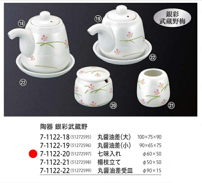 陶器 七味入れ 銀彩武蔵野　〜和のおもてなし〜 七味入れ 調味料 容器 入れ カトラリー 卓上 業務用 和..