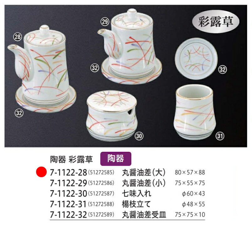 樂天商城 - 陶器 丸醤油差 (大) 彩露草　〜和のおもてなし〜 陶器　醤油入れ 醤油 しょうゆ テーブル 調味料 容器 入れ カトラリー 卓上 業務用 和食器 器 料理 和食 懐石 食膳 和風 ]。