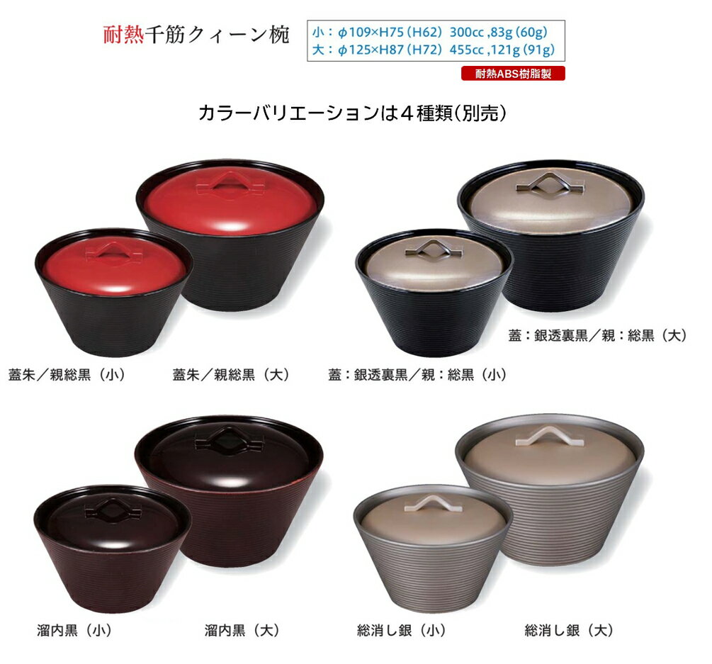 耐熱 千筋 クイーン椀 (小) 蓋朱：親総 内黒　〜和のおもてなし〜 お椀 おわん 耐熱 食洗機対応 蓋付き 食洗機 和食 和風 椀 おしゃれ 業務用 料理 和食器 懐石 食膳 ].【 福井クラフト 】