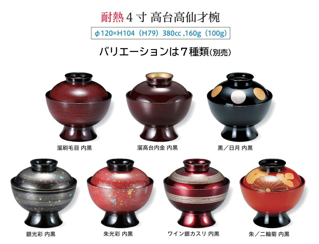 4寸 高仙才椀 溜高台内金 内黒　〜和のおもてなし〜 お椀 おわん 蓋付き 和食 和風 椀 おしゃれ 業務用 料理 和食器 懐石 食膳 ].【 福井クラフト 】
