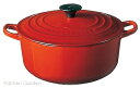 LE CREUSET( ル クルーゼ )　ココット・ロンド　2501　20cm　チェリーレッド[ オーブン 調理食器 オーブンウェア ココット 食器 : IH対応 IH ]