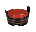 4寸両手桶 黒帯朱 : 【若泉漆器】