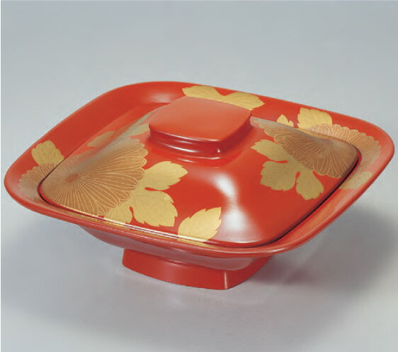 7寸 角 煮物椀 総朱に菊 (S・H塗)　〜和のおもてなし〜 お椀 煮物 和食 おわん 椀 料理 和風 おしゃれ ..