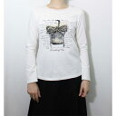 レディース プリント プルオーバー トップス 長袖 カットソー Tシャツ クルーネック 香水ビン柄プリント アウトレット ギフト プレゼント