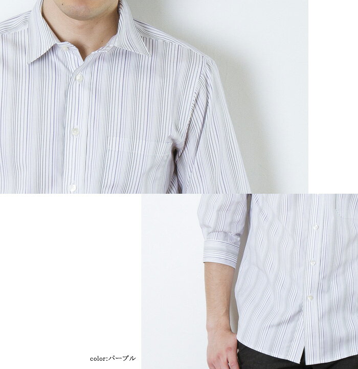 送料無料 メンズ 七分袖 ストライプ柄 布帛 シャツ 日本製 贈り物 シニア 紳士 男性用 40代 50代 60代 プレゼント ギフト kg2001-10004648 ニットガーデン サンプル画像3