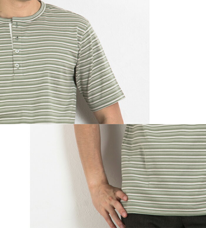 メンズ ヘンリーネック 半袖 Tシャツ 中国製 ゴルフウェア 贈り物 シニア 紳士 男性用 40代 50代 60代 プレゼント ギフト kg2001-10000920 ニットガーデン サンプル画像3