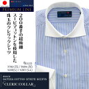 清流 ストライプシャツ ビジネスシャツ ドレスシャツ ワイシャツ カッターシャツ 日本製 クレリック 貝ボタン メンズ 長袖 綿100% スーピマコットン サックス ストライプ オフィス ビジネス カジュアル ギフト|詳細画像