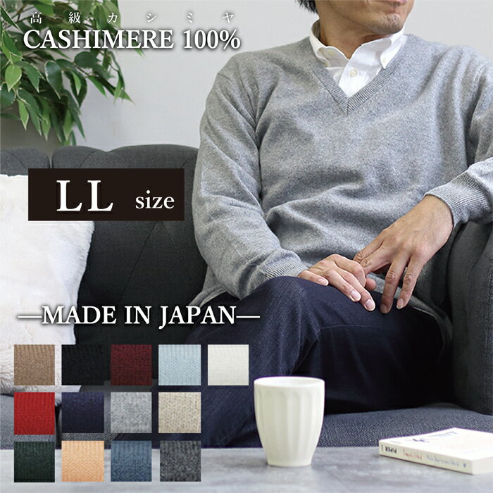 日本製 高級 カシミヤ 100% Vネック LL サイズ XL メンズ ニット セーター カシミヤ100% カシミア cashmere 最高級 ホワイト ホワイトカシミヤ モンゴル ビジネス シニア 定番 無地 生地 服 長袖 紳士 男性用 暖かい 冬 ギフト 黒 白 グレー 赤 オレンジ 水色 ピンク