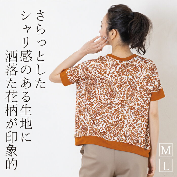 Tシャツ カットソー 花柄 レディース クルーネック トップス プルオーバー 半袖 日...