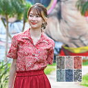 かりゆしウェア かりゆし シャツ レディース ストレチア柄 スキッパー 沖縄 アロハシャツ 半袖シャツ 柄シャツ ビジネス リゾート ウエディング 結婚式 女性用 ギフト プレゼント