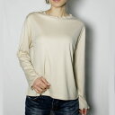 レディース 長袖 フリル衿 プルオーバー 日本製(358405) カットソー トップス Tシャツ 長袖 テンセル100% ドレープ感 フリル衿 アウトレット ギ...