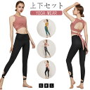 ヨガウェア 上下セット 2点セット レディース yoga シャツ スポーツウェア スポーツブラ ホットヨガ おうちヨガ フィットネスウェア ヨガパンツ カップ付...