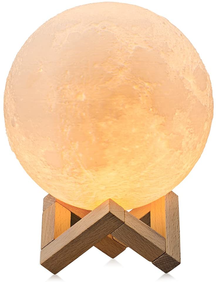 K＆G直径12cm3色切替月のランプデスクライトテーブルランプペンダントライトルームライト常夜灯授乳ライトベッドサイドランプ3Dプリント月ライト間接照明夜間ライト調光可能USB充電式プレゼント