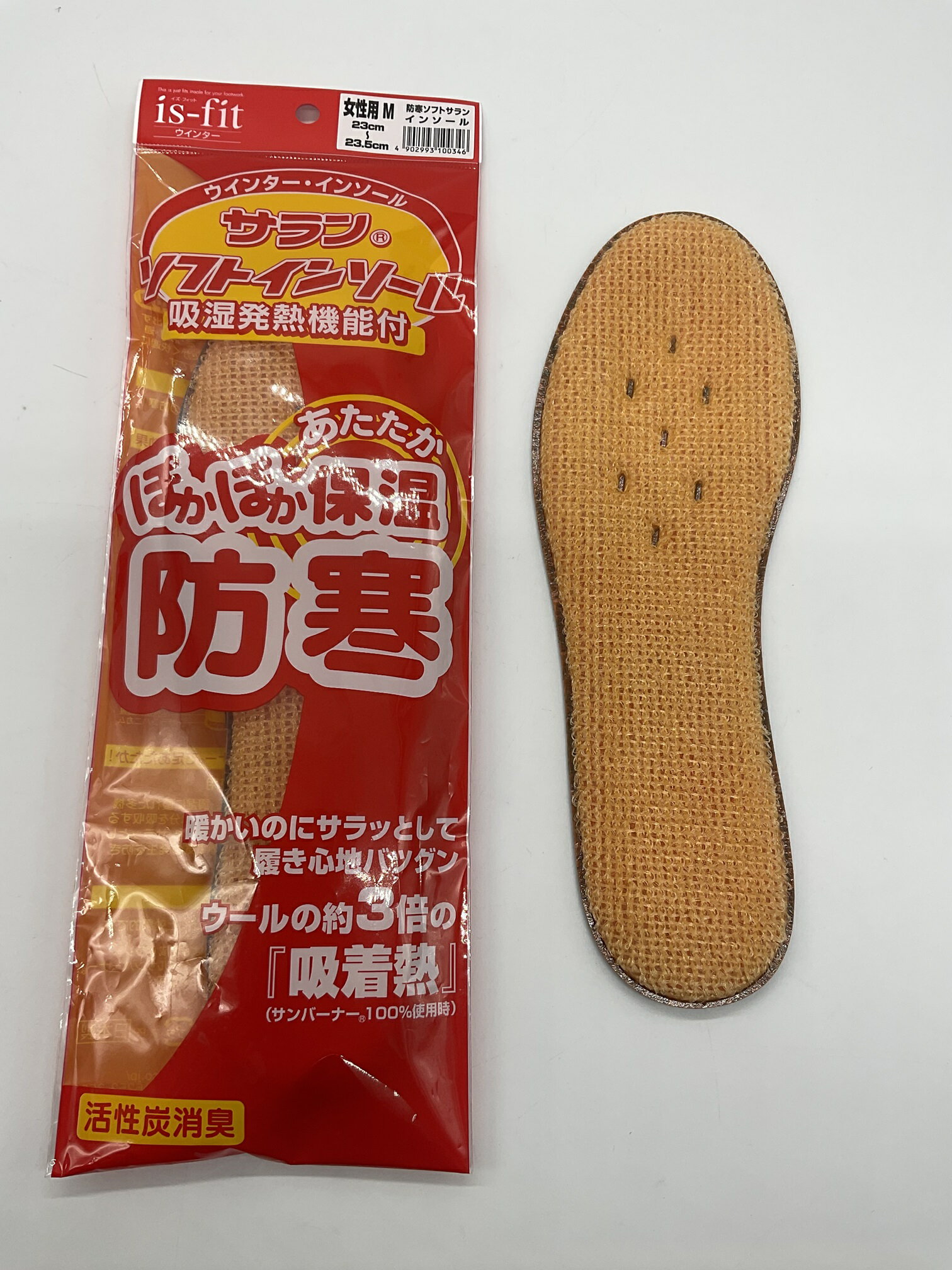 送料無料 is-fit ソフトサランインソール 22〜24.5cm（女性用レディース） 防寒 保温 吸湿発熱 クッション性 通気性 消臭性 モリト MORITO 中敷