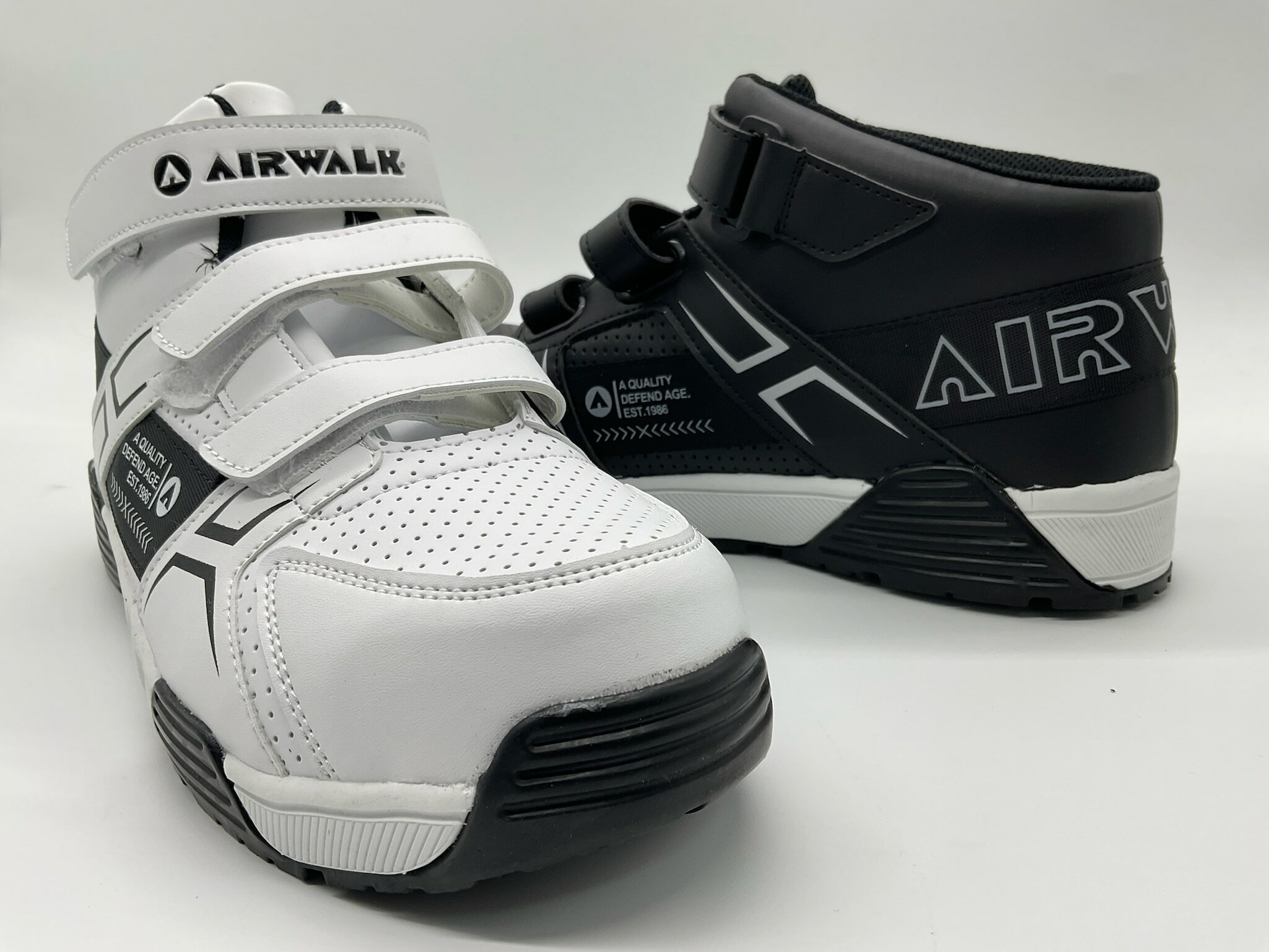 送料無料 AIRWALK エアウォーク AW-970 980 ブラック ホワイト ベルトライン マジックテープ 樹脂先芯 安全靴 ユニワールド 25〜28cm セーフティシューズ