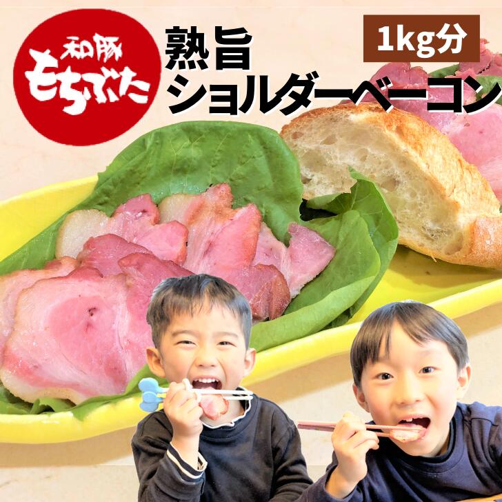 父の日 ギフト 和豚 もちぶた ショルダー ベーコン ブロック 1kg 冷凍 生産者 直送 もち豚 BBQ 送料無料 (本州四国のみ) 無加水 化学調味料 無添加 新潟県 豚肉 安心 新潟 炭火 燻製 グルメ お取り寄せ 家飲み 加工品 msa 3n 50y 60y sl