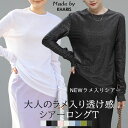 【 24H限定：1枚899円！3枚購入&クーポン利用で】 秋 ロンT レイヤード シアー トップス tシャツ 長袖 半袖 重ね着 シアートップス シアー ロンT Uネック インナー 白 無地 クルーネック 体型カバー【 シアーロングスリーブTシャツ 】シースルー トップス UV 紫外線