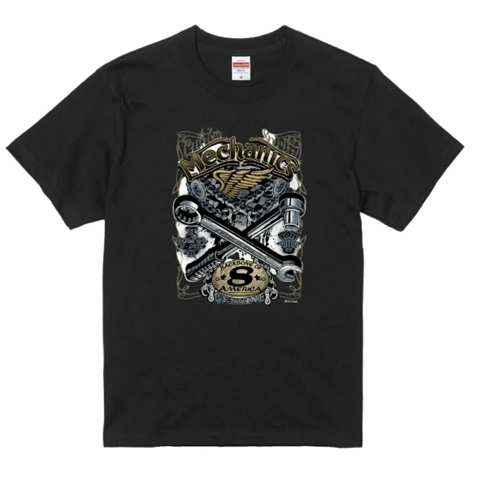 アメリカ直輸入 グラフィック デザイン Tシャツ Mechanics ブラック or ホワイト 半袖 綿100% ストリート プリント tシャツ メンズ レディース 男女兼用 夏 海 アウトドア イベント キャンプに最適 T-shirt-biker-009 khcollection-10000422 俺のネクタイ サンプル画像2