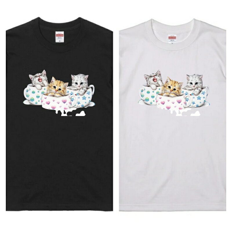 アメリカ直輸入 グラフィック デザイン Tシャツ スリー キャット CAT ネコ 半袖 綿100% ストリート プリント tシャツ メンズ レディース 男女兼用 夏 海 アウトドア イベント キャンプに最適 t-shirt-cat-016
