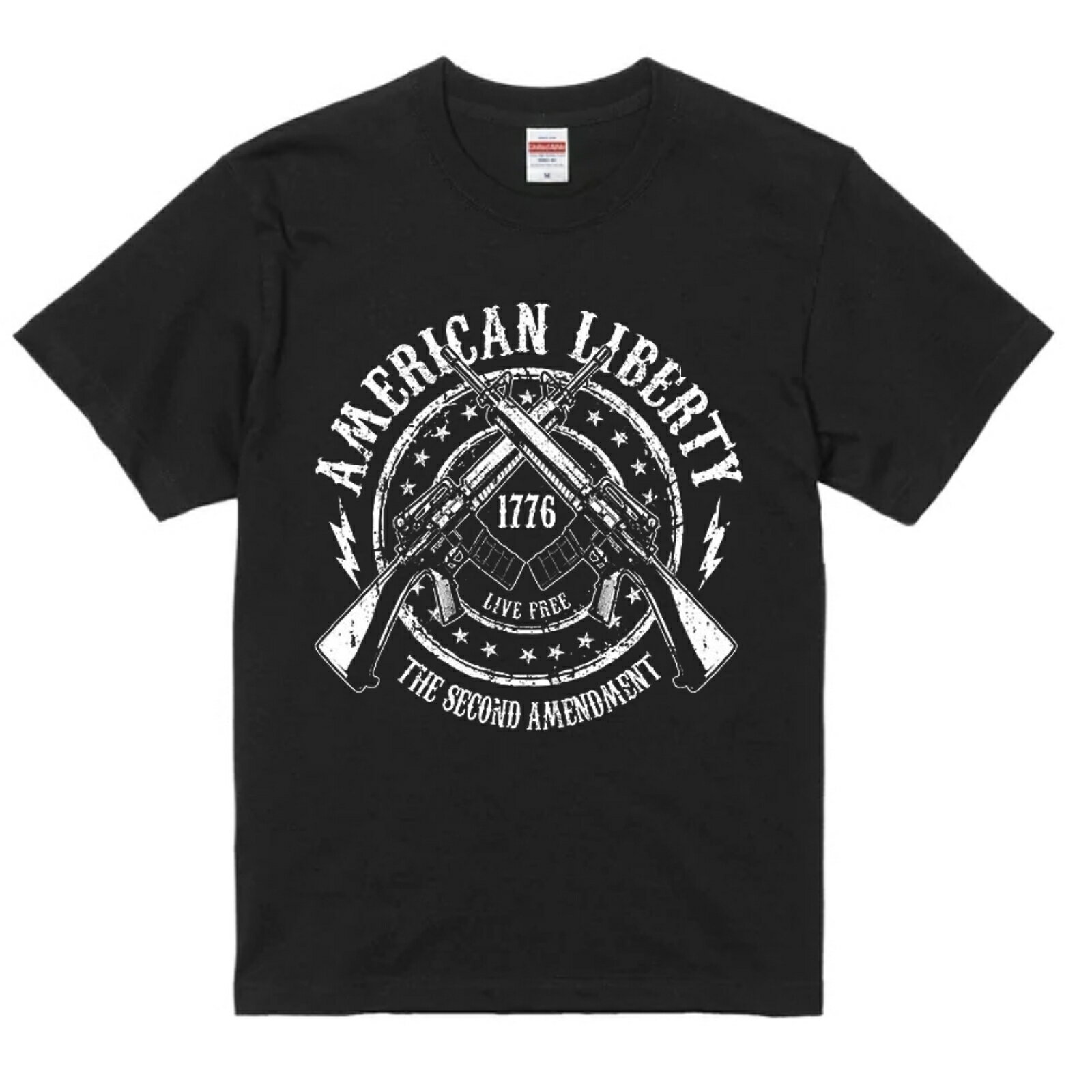 アメリカ直輸入 グラフィック デザイン Tシャツ AMERICAN LIBETY ブラック 半袖 綿100% ストリート プリント tシャツ メンズ レディース 男女兼用 夏 海 アウトドア イベント キャンプに最適 t-shirt-others-011