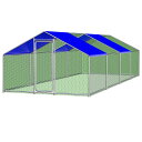 屋外鶏小屋、耐候性カバー付き金属製鶏小屋、鶏、ウサギ、アヒルに最適な大型フレームのウサギ小屋(800*300*200cm)