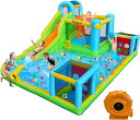 エアトランポリン エアートランポリンエアー遊具大型遊具 480 x 370 x 210 cm 室内 折りたたみ 部屋遊び 室内遊具 バウンサー 子供 エア 送風機 エアブロー付き プレゼント キッズハウス プレイハウス プール 滑り台付き