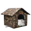 野良猫犬 屋外キャビンシェルター 防水 ペット キャットハウス ぬいぐるみマット付きペットアウトドアハウス折りたたみ式 暖かい猫ハウス 40x35x40cm