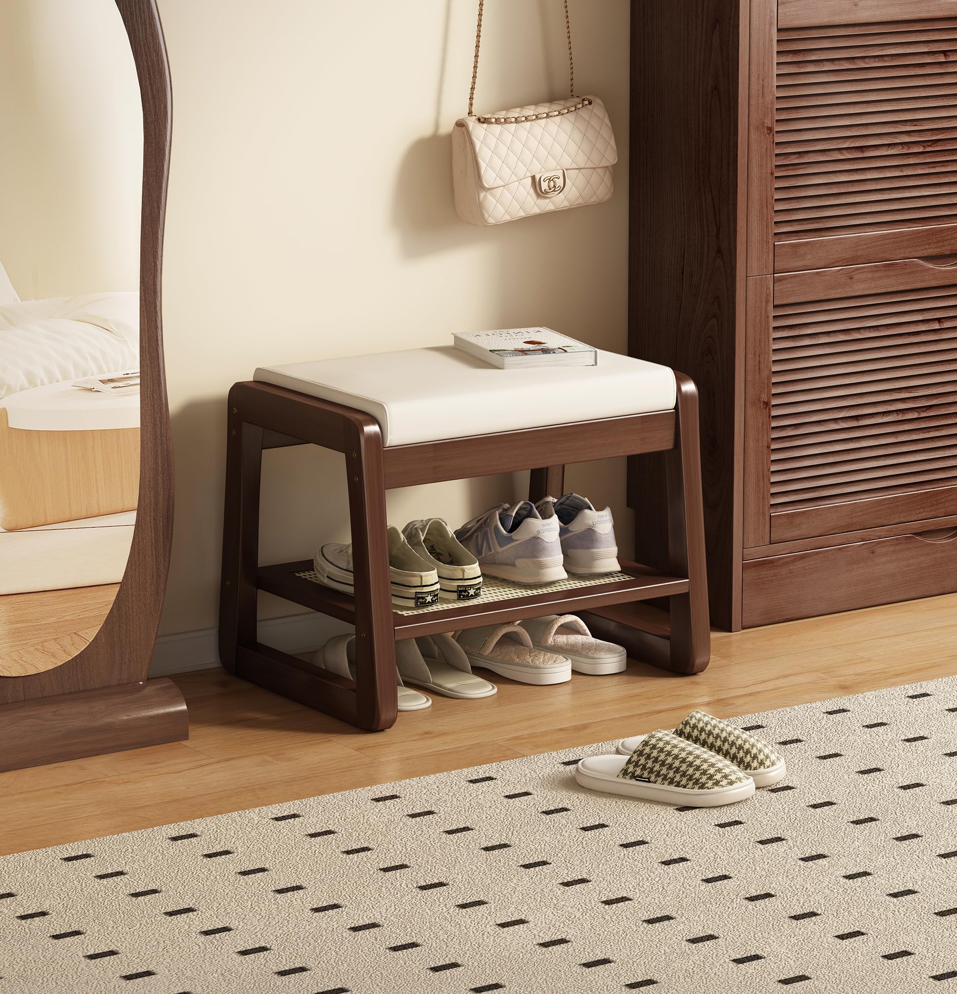 玄関ベンチ 幅50/70cm スリム 玄関椅子 シューズラック 下駄箱 北欧 おしゃれ 木製 PU スツール 玄関 ..