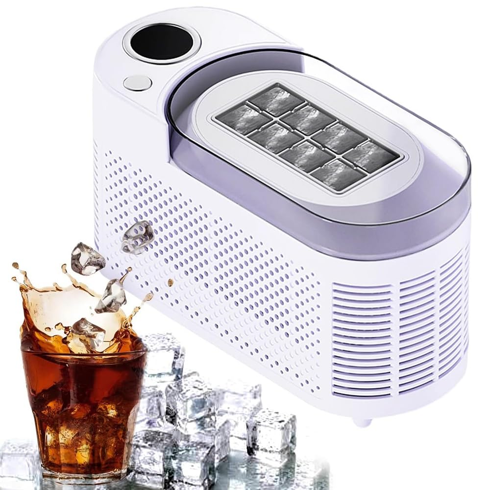 ミニ製氷機 家庭用 卓上製氷機 最速10分8個 軽量で持ち運びに便利 静音 省エネ 家庭・車の電源利用可能 簡単な氷作り キャンプ、旅行、オフィス、RV用 車＆家庭両用 (ホワイト)