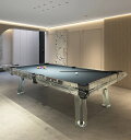 高級クリスタルガラス標準型ビリヤードテーブル 家庭用室内 九球・アメリカンブラックエイト対応 大人向け強化ガラス製ビリヤード台