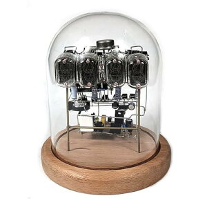 ニキシー管時計 IN12、DIY クラシックレトロデジタル時計キット、丸いガラスダストカバー付き真空管時計、ウォールナットベース(組み立てが必要です)