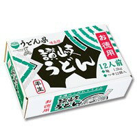 ■内容量　/麺:1.2kg 　　　　　 つゆ:12ヶ ■賞味期間/常温90日 ■保存方法/直射日光・高温多湿を避けて保存してください。 ■寸法　　/19.5*28.5*9.5cm 今話題の、うどん県パッケージの讃岐うどんがついに登場! 麺1,200gの12人前につゆも付けた徳用讃岐うどん。 讃岐独特の、もちもちなのに強いのどゴシの本格派。 添付のつゆもかけ・つけ・釜あげと万能タイプで召し上がれます!