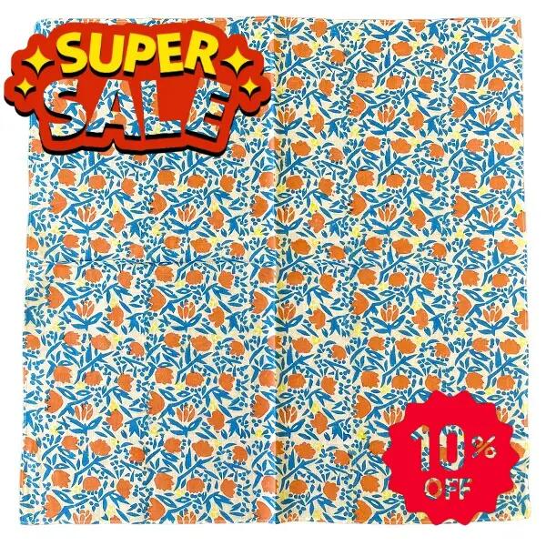 『楽天スーパーSALE10％OFF』バンダナ 大判 サイズ 生地 柄 かわいい北欧 ポップ刺繍 ちょうちょ 花柄 ..