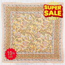 【楽天スーパーセール10%OFF!!】バンダナ 大判 カリーノ ブロックプリント インド綿100% サフランイエロー アジアン エスニック 北欧 お弁当 包み スカーフ スタイ レディース 約52cm×52cm