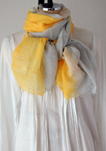 ストール ガーゼ 大判 無地 アジアン エスニック 北欧 おしゃれ 春 夏 春夏 綿100% 薄い インド綿 コットン バイカラー ショール イエロー×グレー 黄 YE