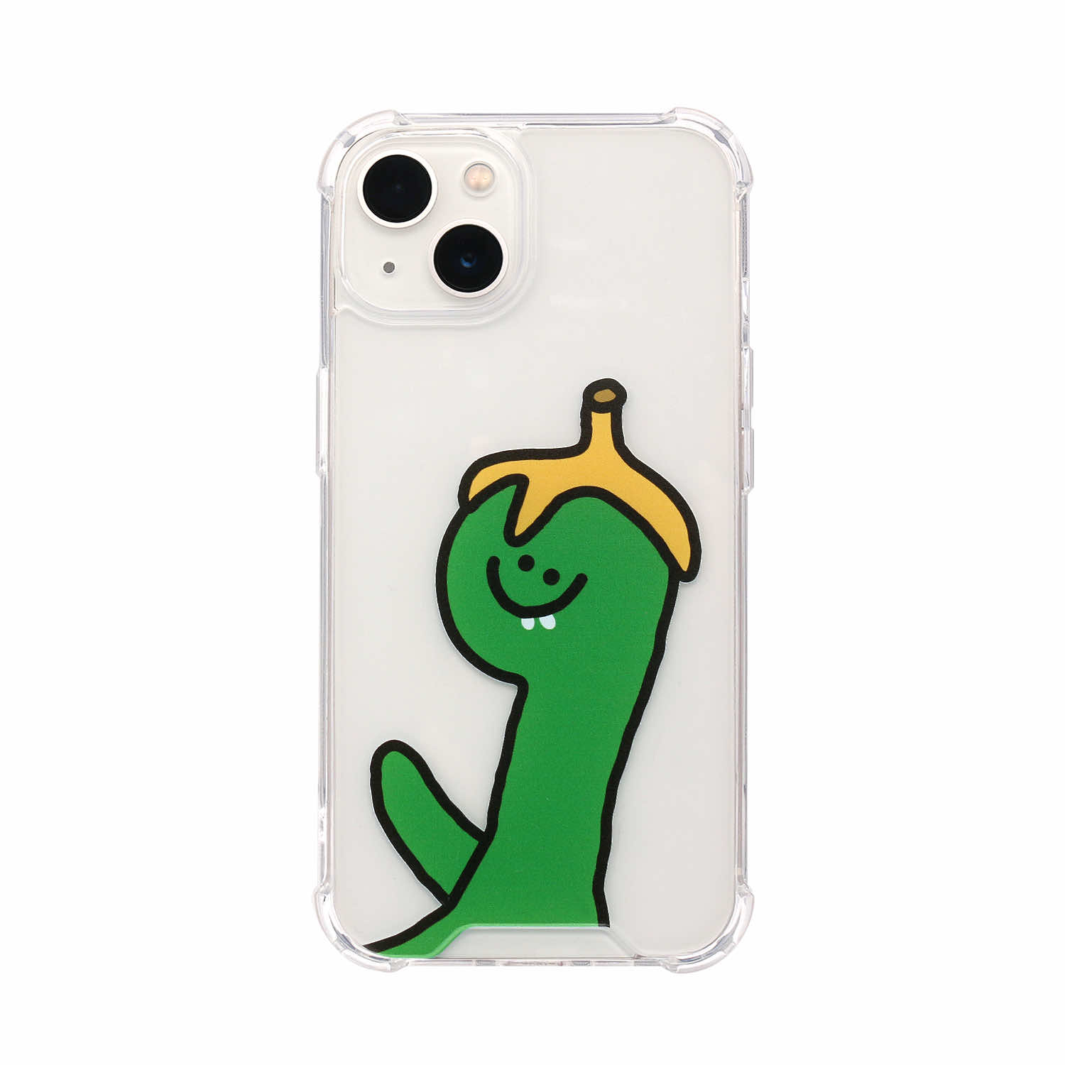 Rakuten - 168cm ハイブリッドクリアケース for iPhone 13 Green Olly with バナナ