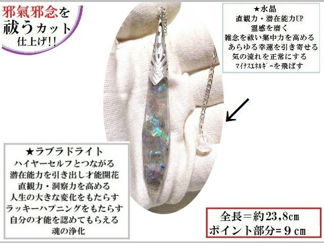 ハイヤーセルフと繋がる・宇宙と繋がり想像力UP・第六感開花・インスピレーションを高める・オーラのバランスを整える★ラブラドライト・ヒマラヤ産水晶★ポイント★ペンデュラム★ダウジング★占い★スーパーパワー★パワーストーン★護符(霊符)