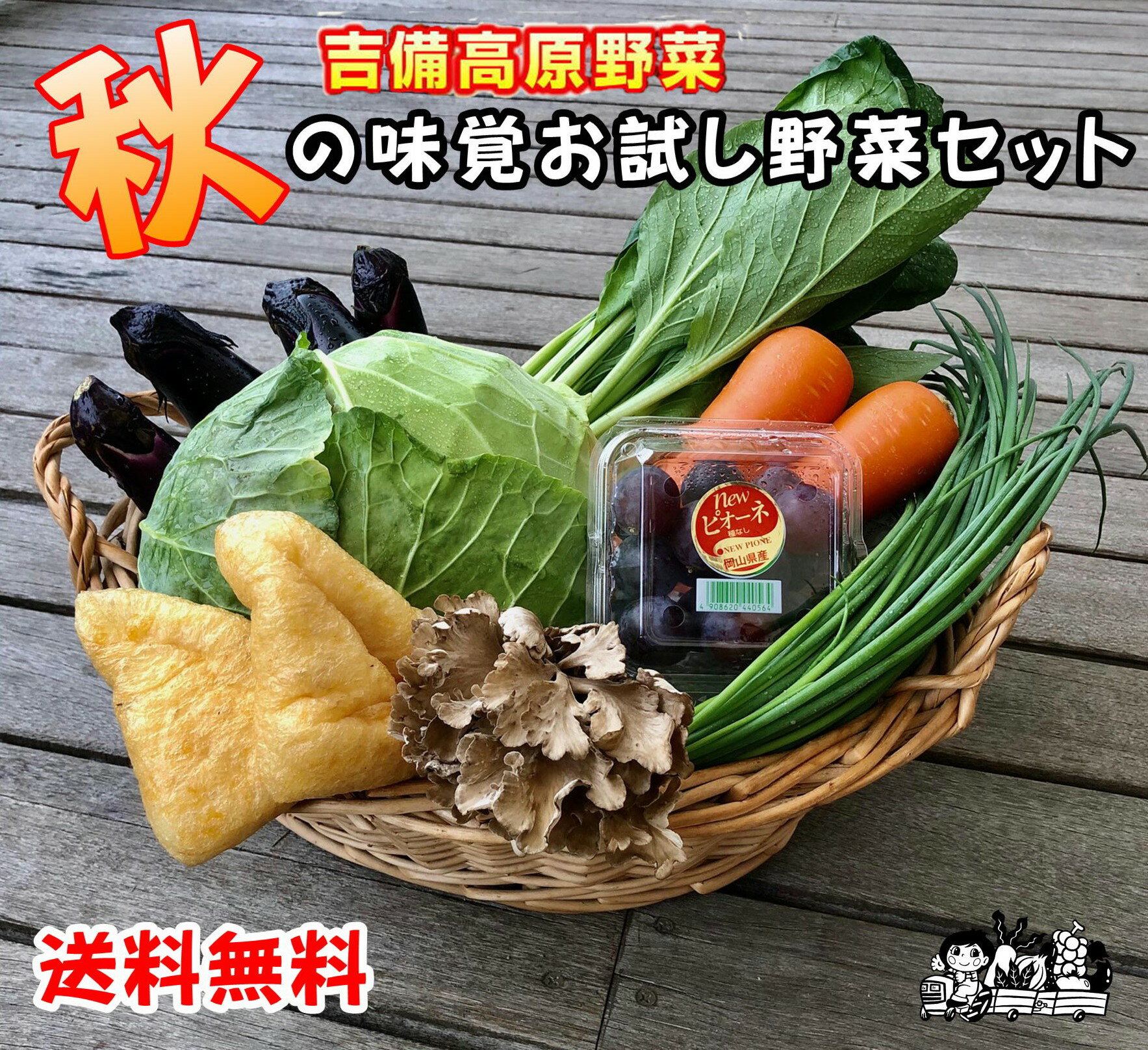 秋限定！！■送料無料■【吉備高原の秋の味覚】秋の味覚お試しセット　8品　【クール便】【岡山】【野菜セット】【のし対応可】【贈り物・ギフト・敬老の日】【秋野菜】【味覚直送】【ふるさと】