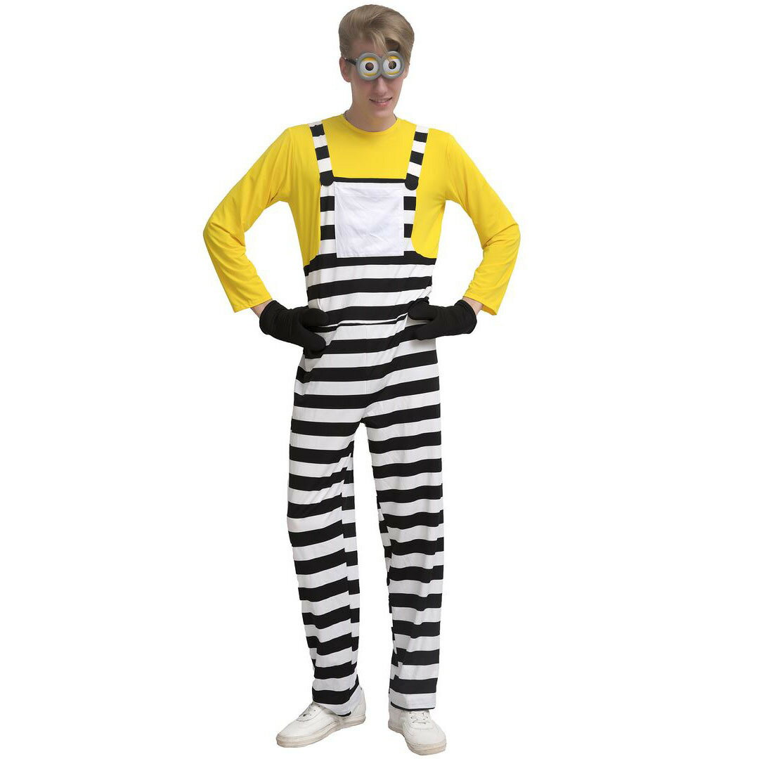 囚人 コスチューム ハロウィン 囚人服 男性用 キャラクター 仮装 衣装 コスプレ 3点セット 脱獄囚 ハロウィン衣装Halloween 大人 イベント パーティー メンズ