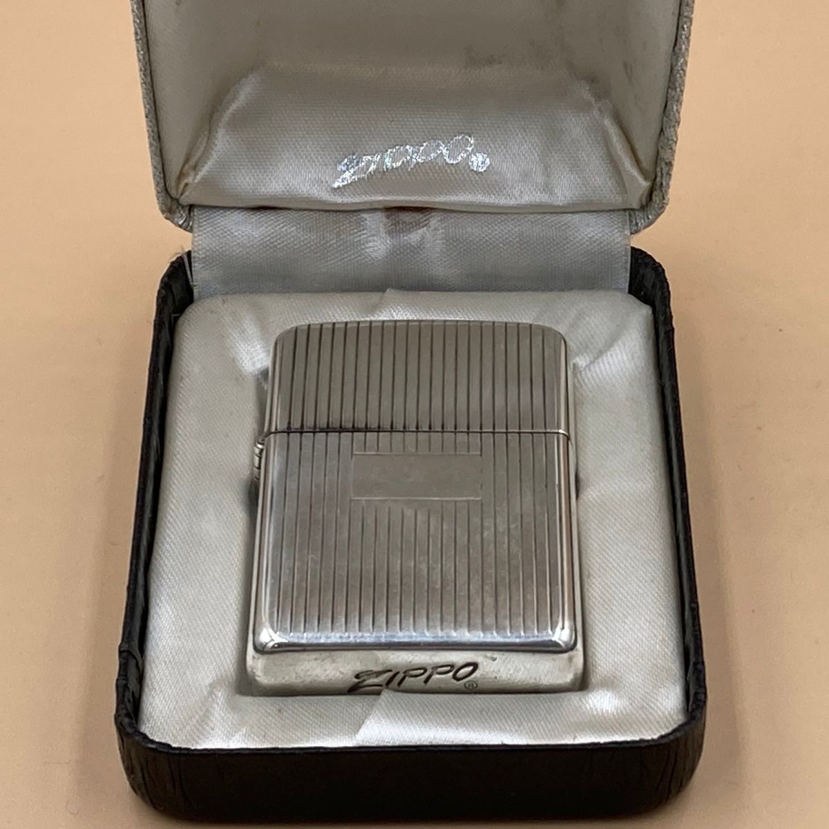 ジッポー ZIPPO ライター 使用少ない美品 1950年代 スターリングシルバー 11本線 エンジンターン オリジナルボックス【海外直輸入USED品】