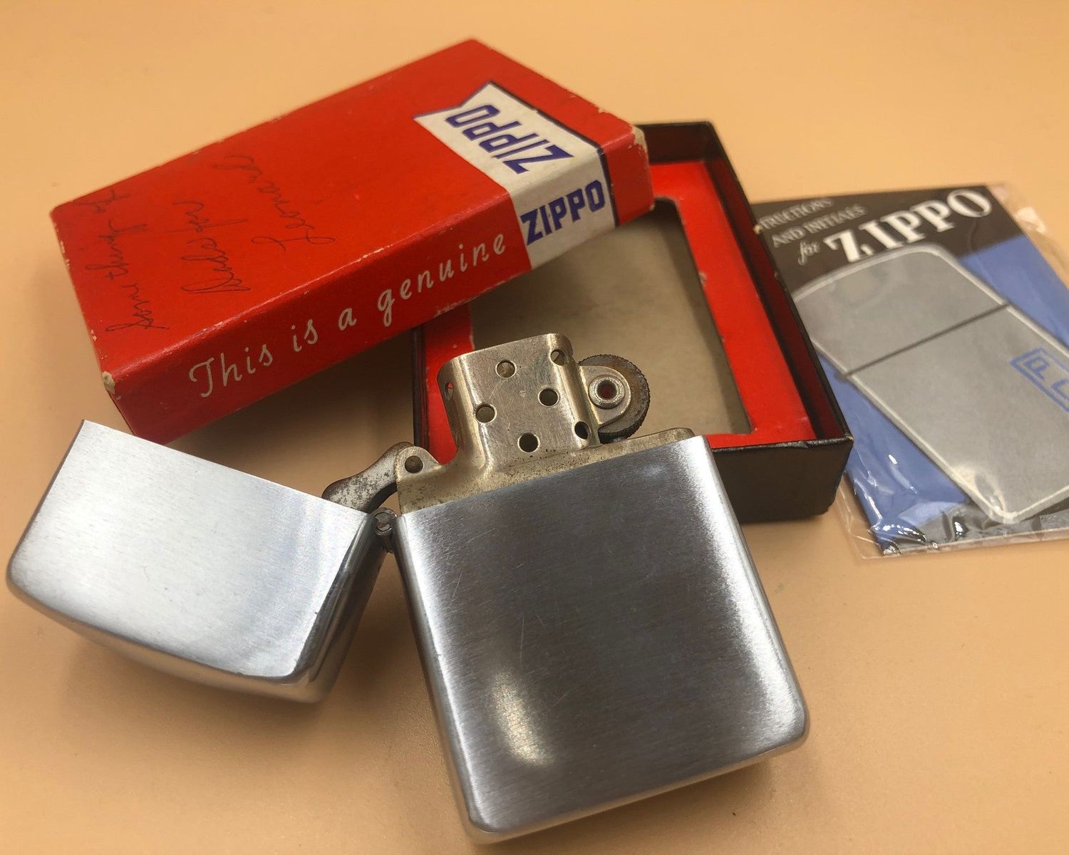 ジッポー ZIPPO ライター 1946年後期 58mmロングトールケース ニッケルシルバー 3バレル 箱 インストラ..