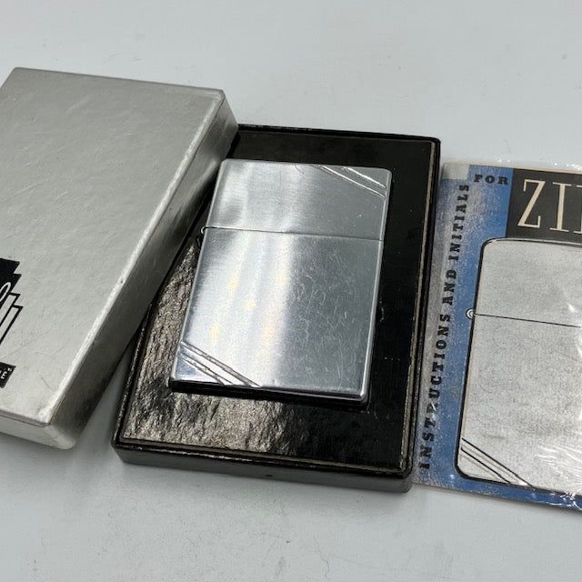 ZIPPO ビンテージ ジッポー 未使用品 1936〜1937年 メタリケ スクエアモデル ダイアゴナルライン オリジナルボックス 取説 中古 動作確認済み