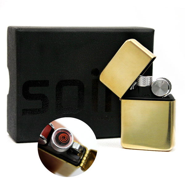 SPIRA スパイラ ライター USB ブラス 真鍮 ゴールドカラー USB充電式 防災 バッテリーライター