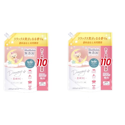 -/-/4904740680828・PatternName:柔軟剤 詰替 1100ml×2個・パッケージ個数:1・赤ちゃんの衣類にも使える無添加柔軟剤。アロマティックフラワーの香り。商品紹介 ●デリケートな赤ちゃんにもやさしい仕上がりと、やすらぎを実感できる香りにより赤ちゃんから大人まで家族みんなに、「ほっと心がやすらぐ毎日」を提供します。 ●汗をしっかり吸いつつ、ふんわり仕上がる処方。 原材料・成分 界面活性剤(アルキルイミダゾリン型カチオン)、安定化剤、香料、抗菌剤 使用方法 (ボトルへの詰替方) ●(1)キャップを開けるときは…注ぎ口の根元をつかんで、キャップを回し切って開けてください。※パックを強く持ってキャップを開けると、中の液体が飛び出ることがあるのでご注意ください。 ●(2)ボトルへ注ぐときは…片手でパックの上部を、他方の手で底を持って、注ぎ口からゆっくりと注いでください。1回目に詰め替えた後は、キャップをしっかりと閉めて立てて保管してください。 ●ご注意…必ず「ファーファストーリー ドリーミー 柔軟剤 450ml」のボトルに詰め替えてください。他のボトルに詰め替えると、香りが移ったり液が固まることがあります。 (使用量の目安) ●ドラム式…洗たく物量…1.5kgに対して10ml、3.0kgに対して20ml、4.5kgに対して30ml、6.0kgに対して40ml ●タテ型…水量30Lに対して10ml、45Lに対して20ml、55Lに対して30ml、65Lに対して40ml ●手洗い(洗たく物量0.5kg)の場合…5ml。 (使用方法) ●全自動洗たく機の場合…柔軟仕上げ剤の自動投入口に本品を入れ、洗たくします。 ●二槽式・手洗いの場合…すすぎの水がきれいになったら本品を入れ、3分まわすか、ひたした後、脱水します。 ※香りの好みや強さの感じ方には個人差があります。使用量の目安を参考に周囲の方にもご配慮のうえ、お使いください。