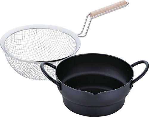 和平フレイズ(Wahei freiz) 調理器具セット 揚げ物 フライ 油切り 天ぷら鍋18cm&木柄フライヤーセット 彩食庵 IH対応 鉄 S